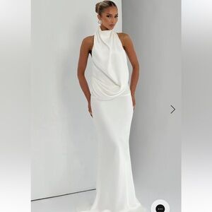 Elegant White Backless Gown